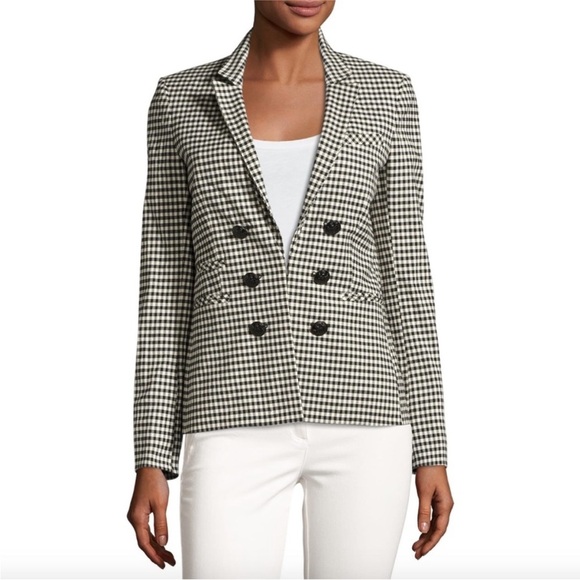 Veronica Beard Cottage Gingham Plaid Double Breasted Blazer Jacket Preppy - Picture 1 of 10